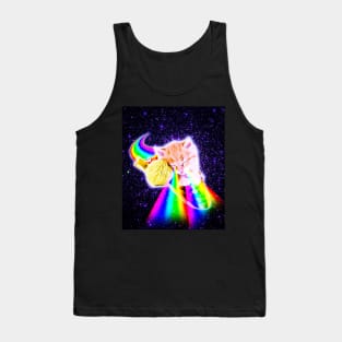 Rainbow Laser Eyes Galaxy Cat Riding Taco Tank Top